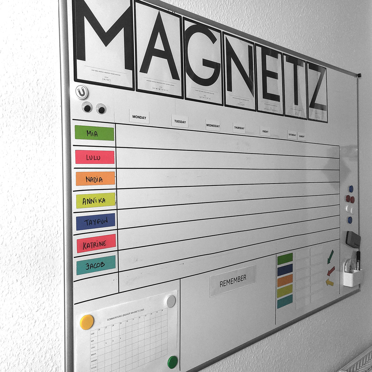 Veckodagar på engelska - Kylskåpsmagneter (7 st)