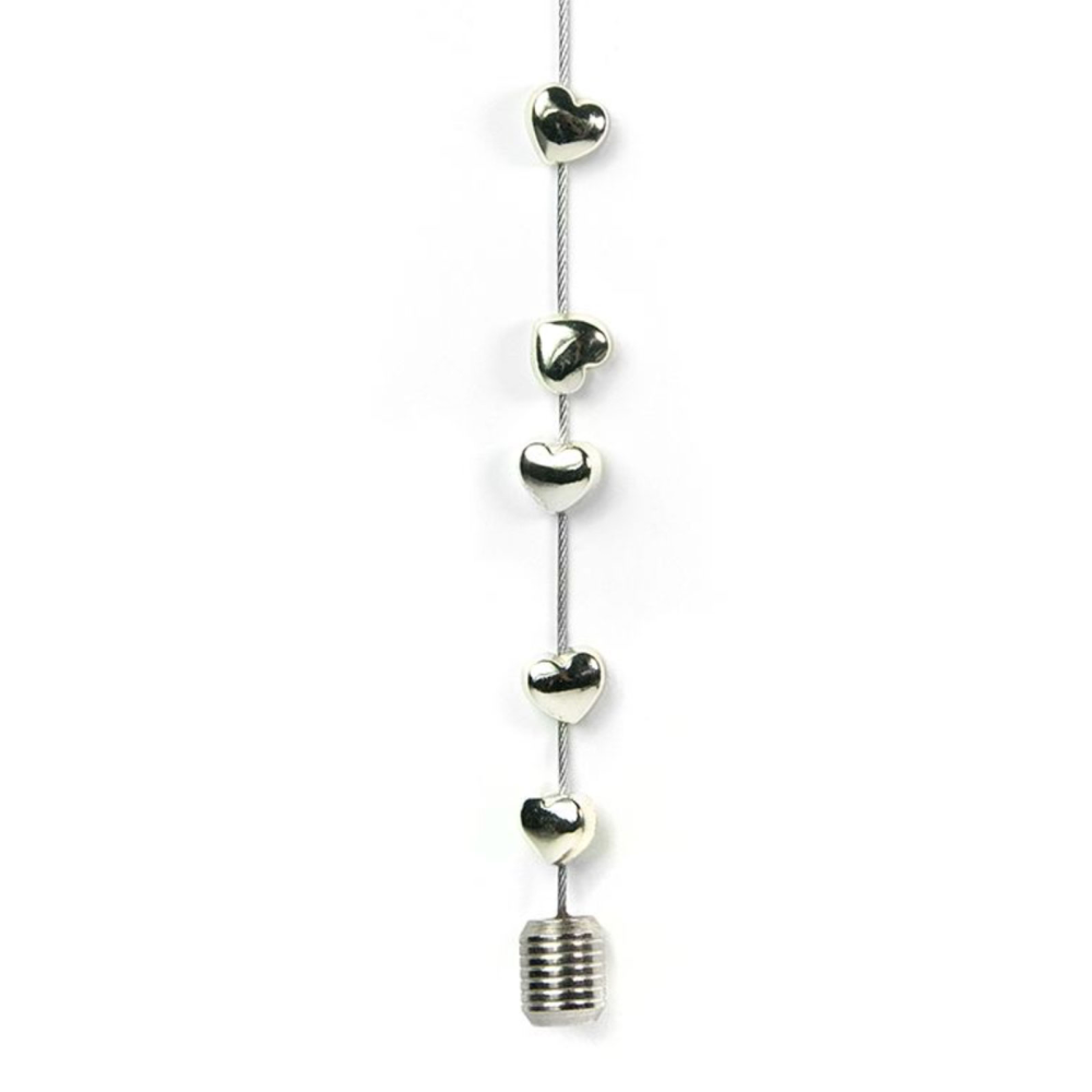 Stålsnöre med 8 hjärtmagneter & metallbly