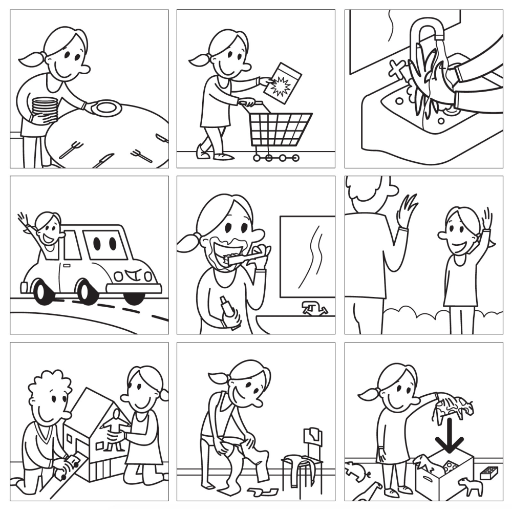 Magnetiska piktogram svart/vit, 72 st (FLICKA)