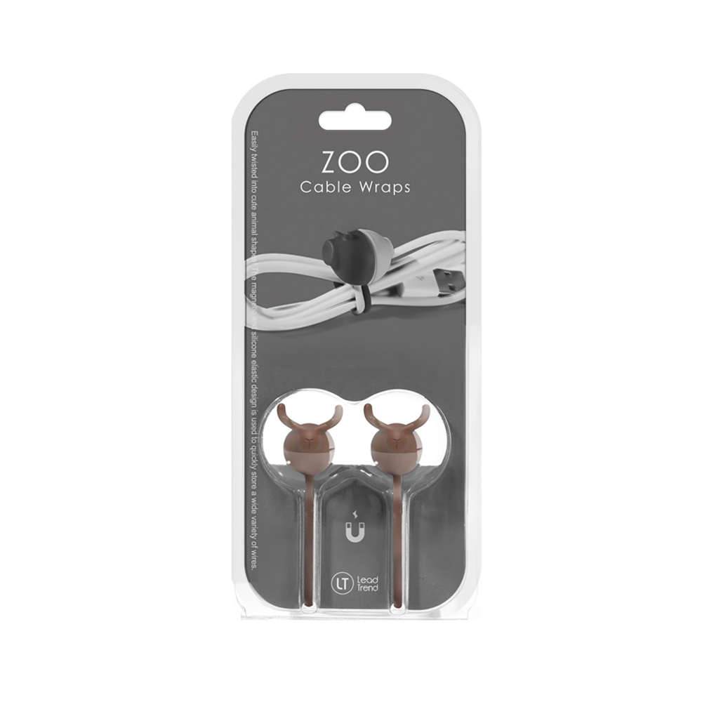 ZOO omlottkabelhållare brun/vit älg, 2-pack