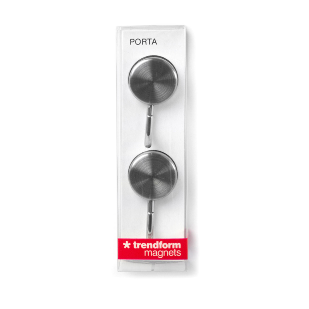 PORTA magnetkrokar Ø25 mm, Silver 2-pack