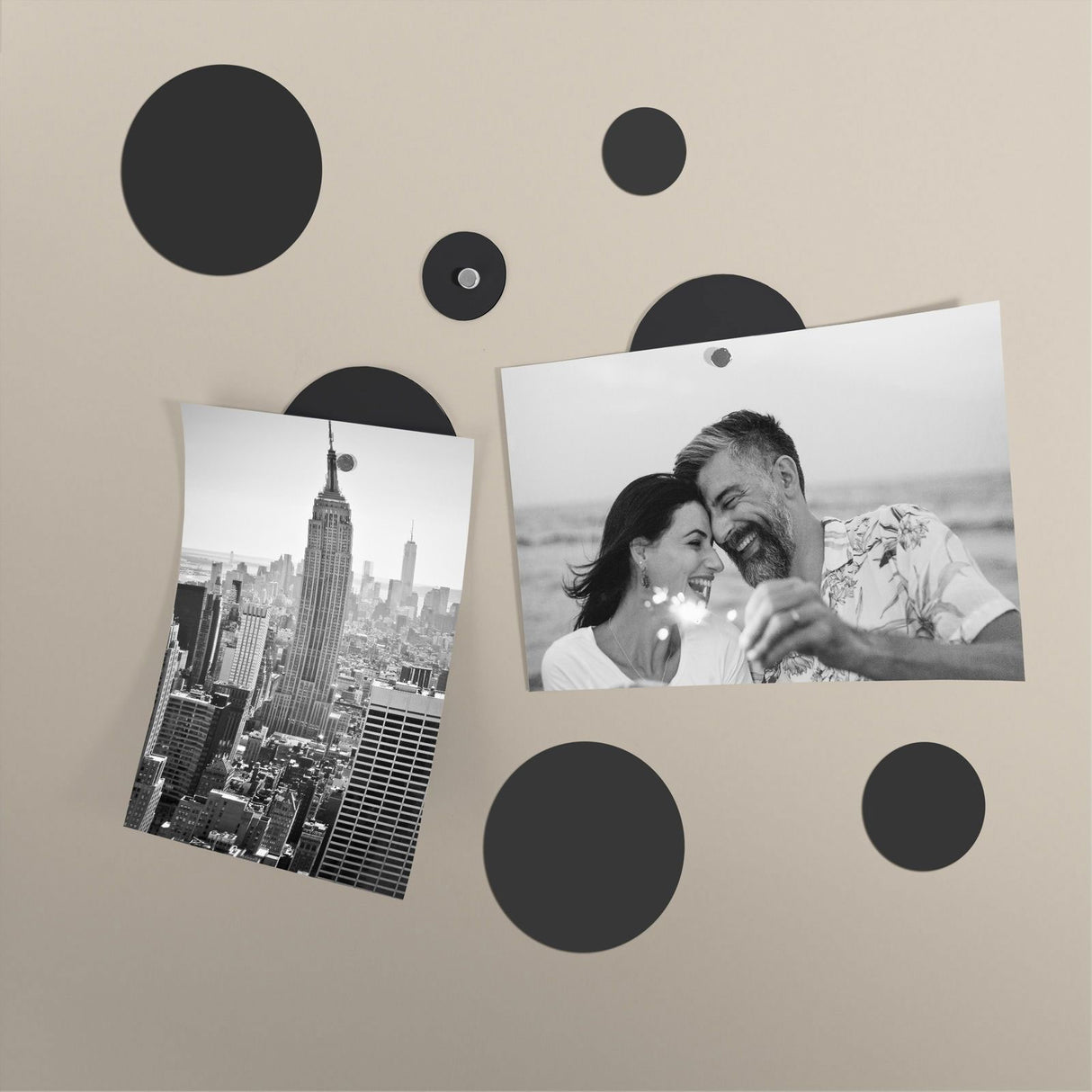 Runda metallskivor "FLEX" mix, svart (10 st)