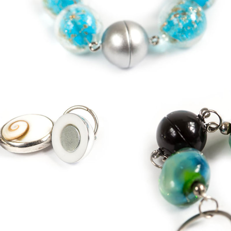 Magnetlås för smycken Ø8 mm, silver (liten)