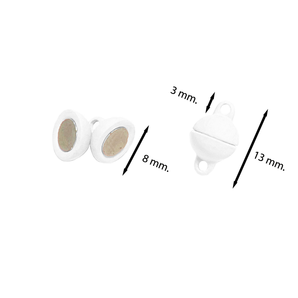 Magnetlås för smycken Ø8 mm, vit (liten)