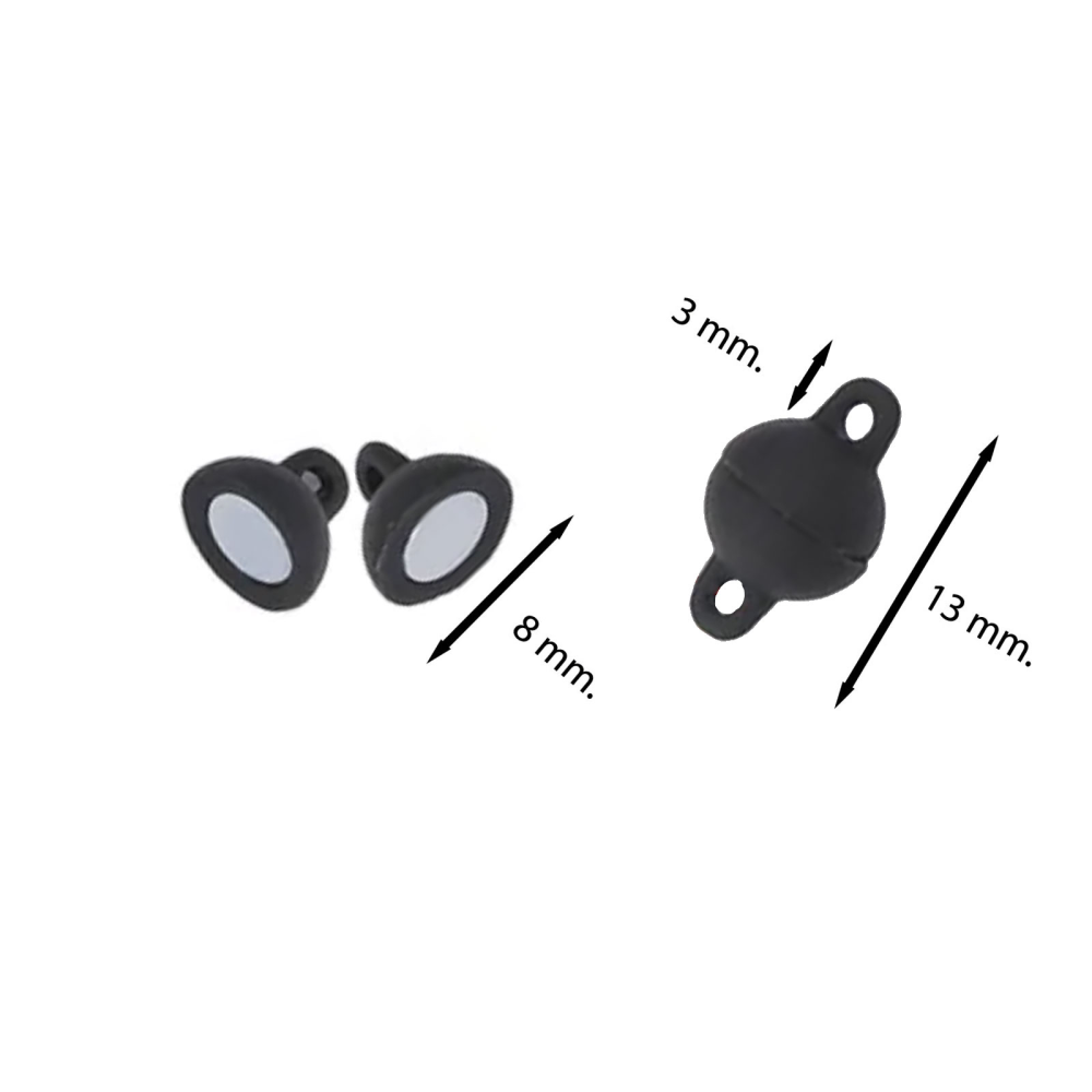 Magnetlås för smycken Ø8 mm, svart (liten)