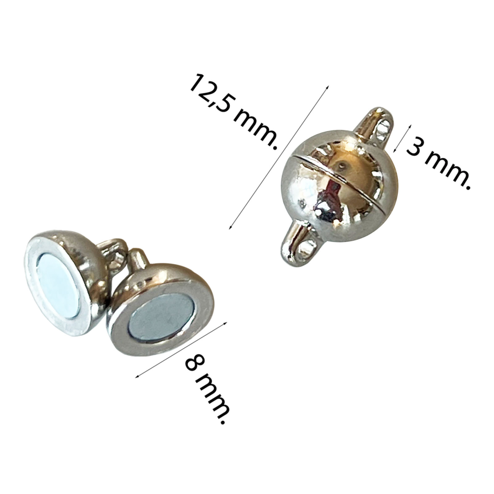 Magnetlås för smycken Ø8 mm, silver (liten)