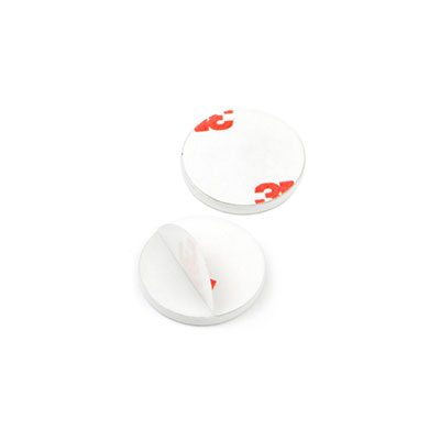 Metallplåt, rund 20x2 mm (självhäftande) - Vit