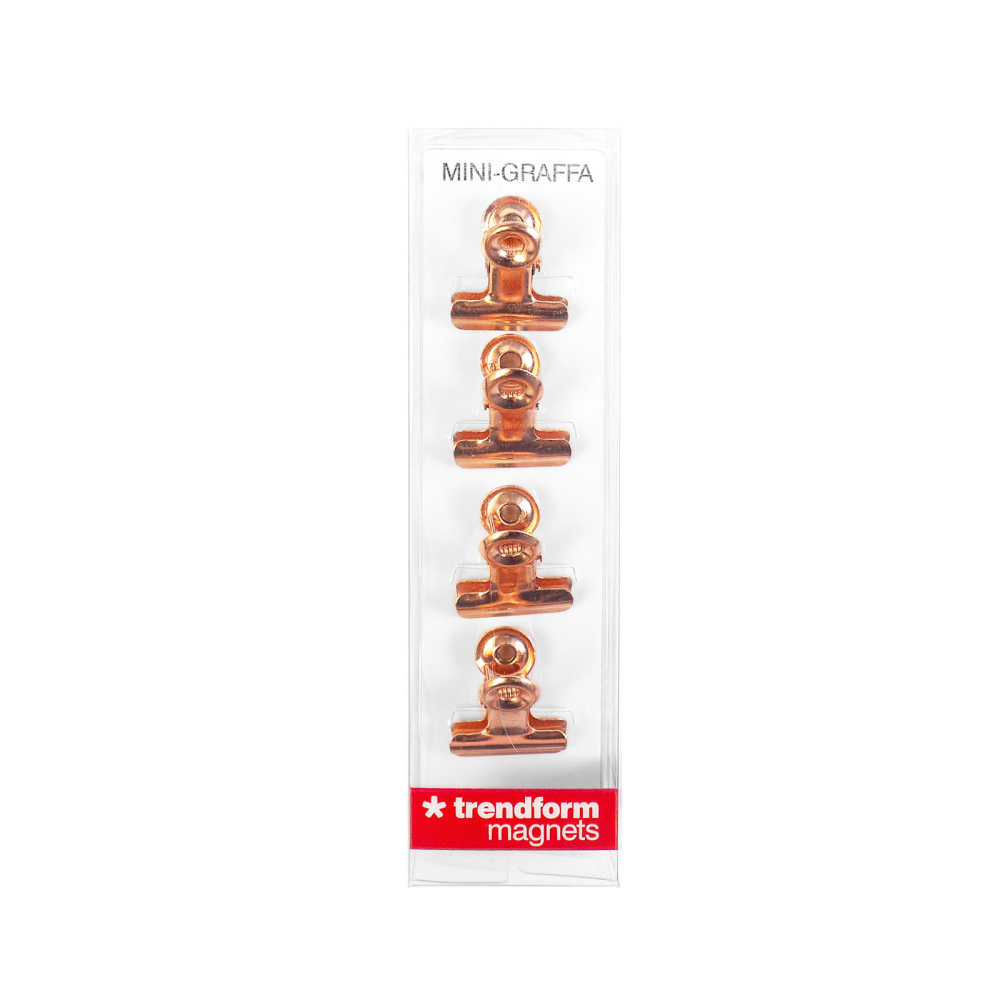 Magnetiska klämmor koppar, Bulldog xsmall 4-pack kylskåpsmagneter