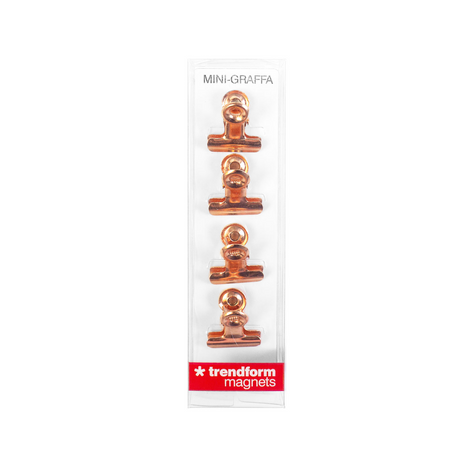 Magnetiska klämmor koppar, Bulldog xsmall 4-pack kylskåpsmagneter