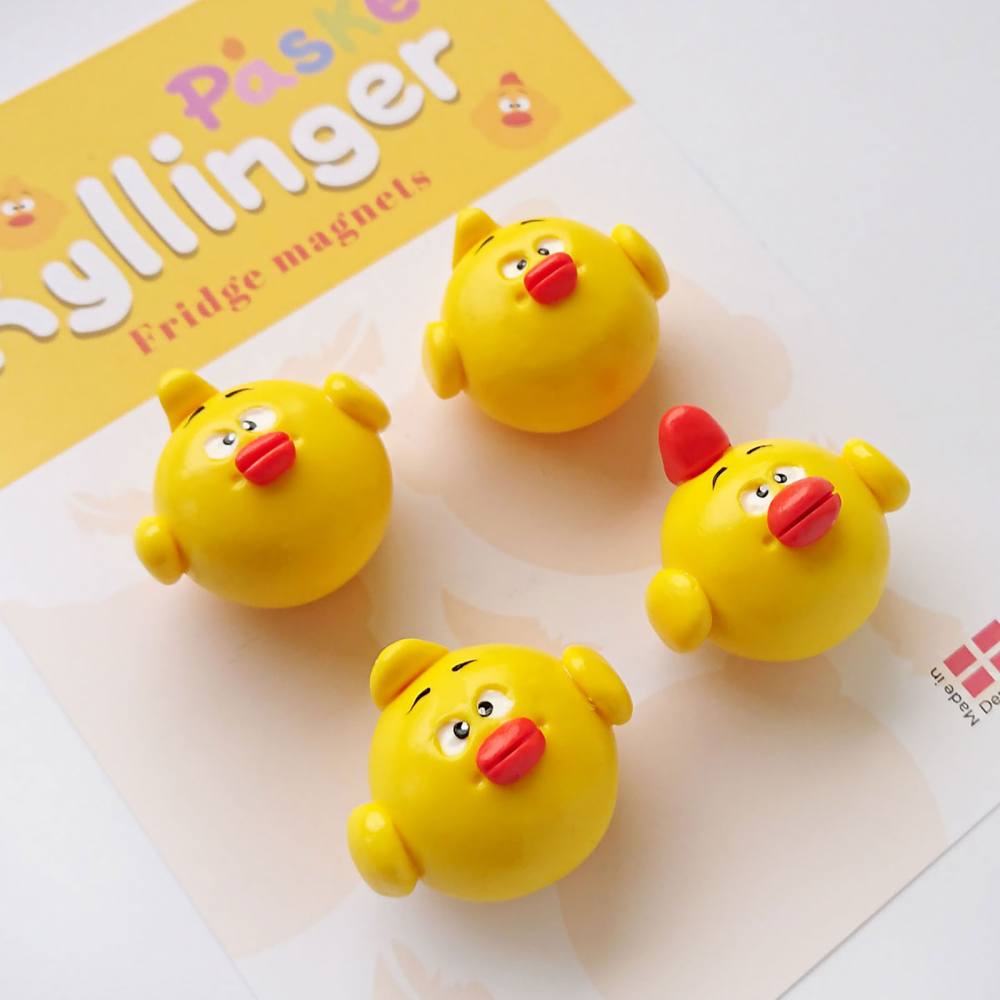 Kycklingmagneter, 4-pack - kylskåpsmagneter