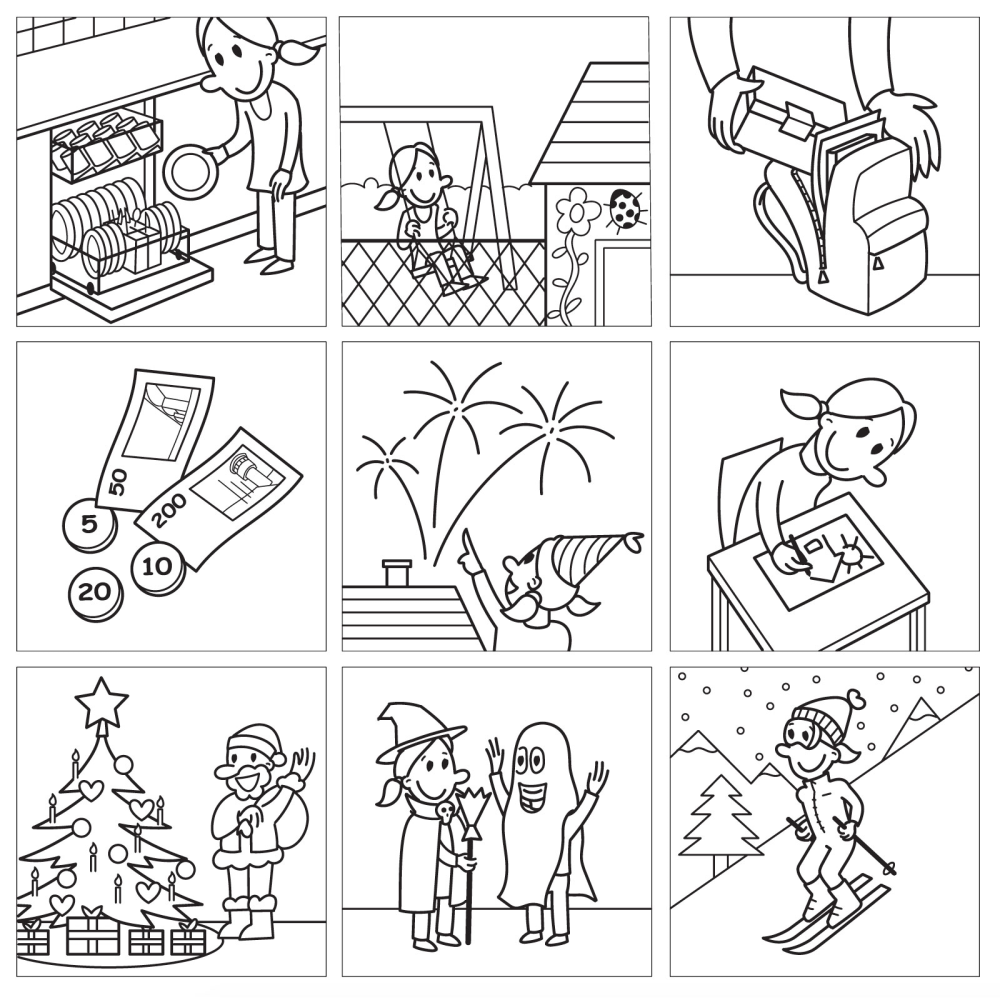 Magnetiska piktogram svart/vit, 72 st (FLICKA)