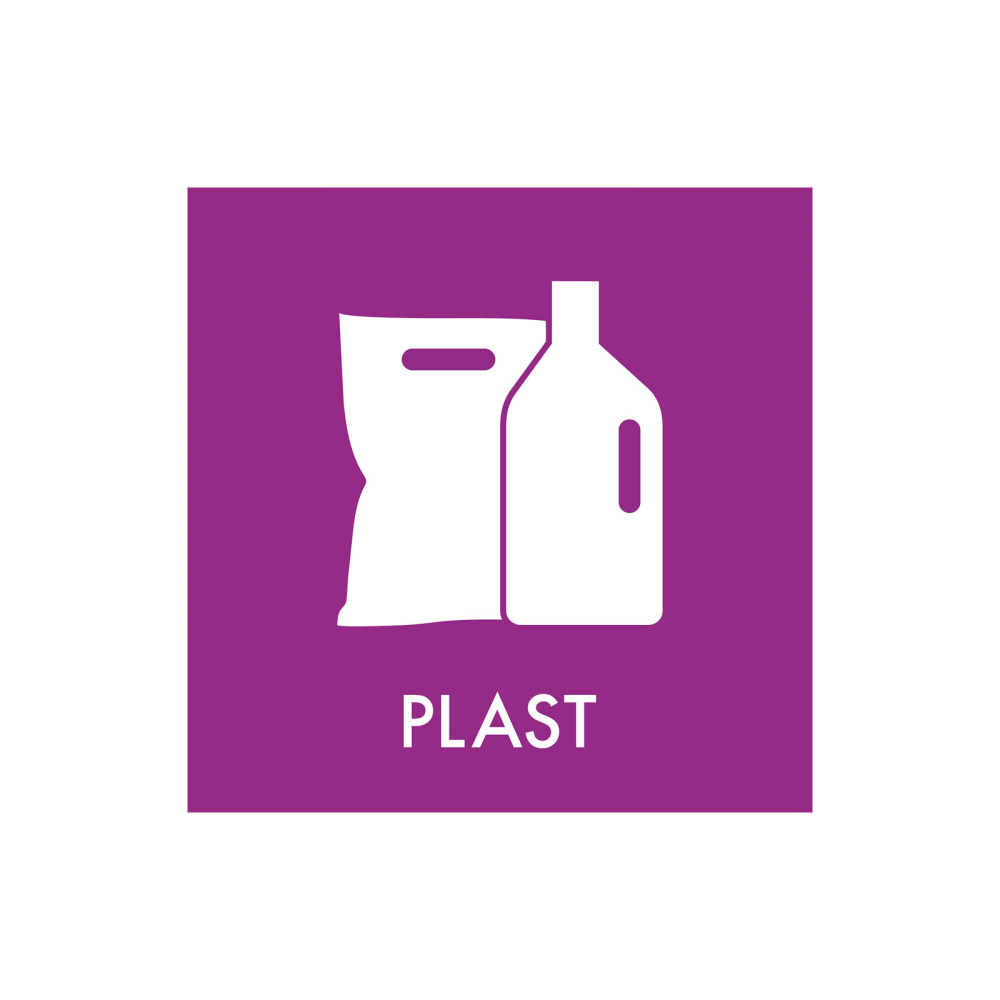 Sopsortering "plast" - magnetskylt 30x30 cm