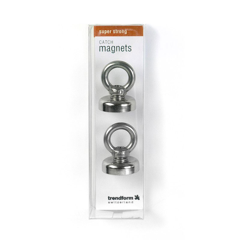 Pottmagnet Ø25 mm med sluten ögla 2-pack (neodymium)