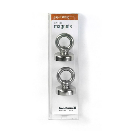 Pottmagnet Ø25 mm med sluten ögla 2-pack (neodymium)