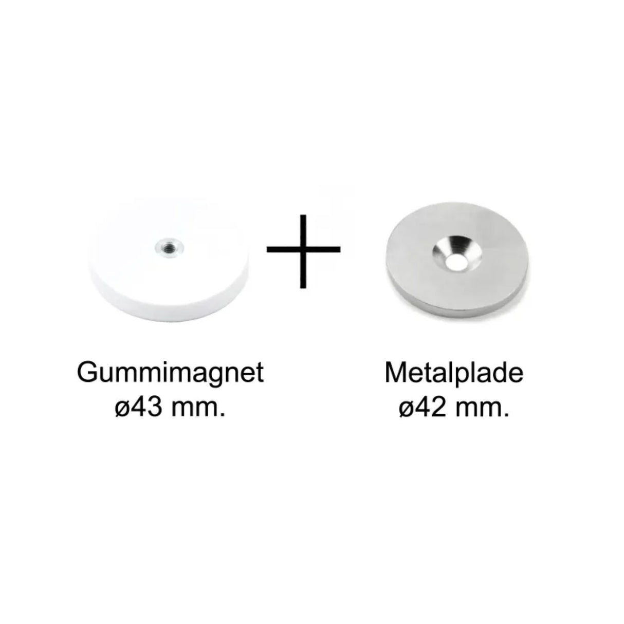 Dörrstopp-set vit gummimagnet + metallplåt (M)