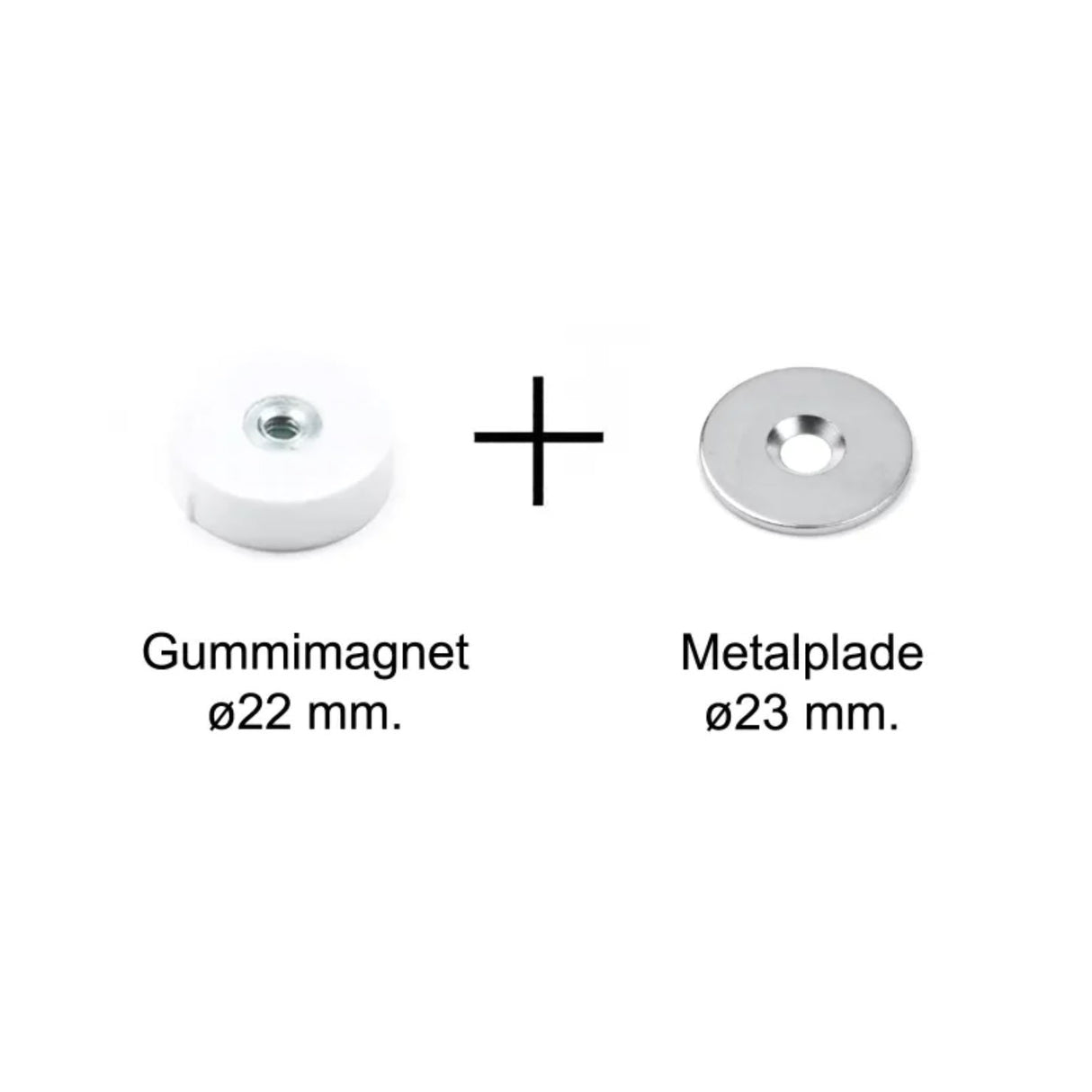 Dörrstopp-set vit gummimagnet + metallplåt (S)