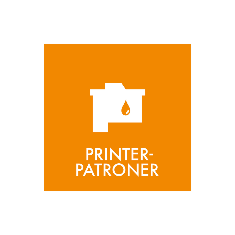 Avfallssortering "färgpatroner" - magnetskylt 30x30 cm