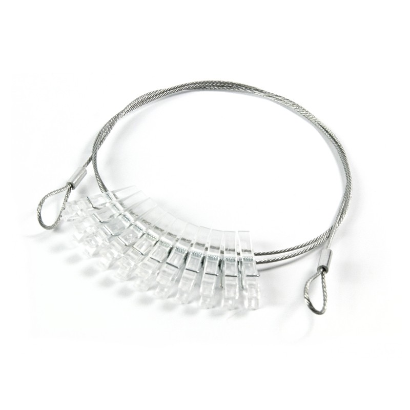 Fotosnöre med 10 genomskinliga klämmor, 1 meter