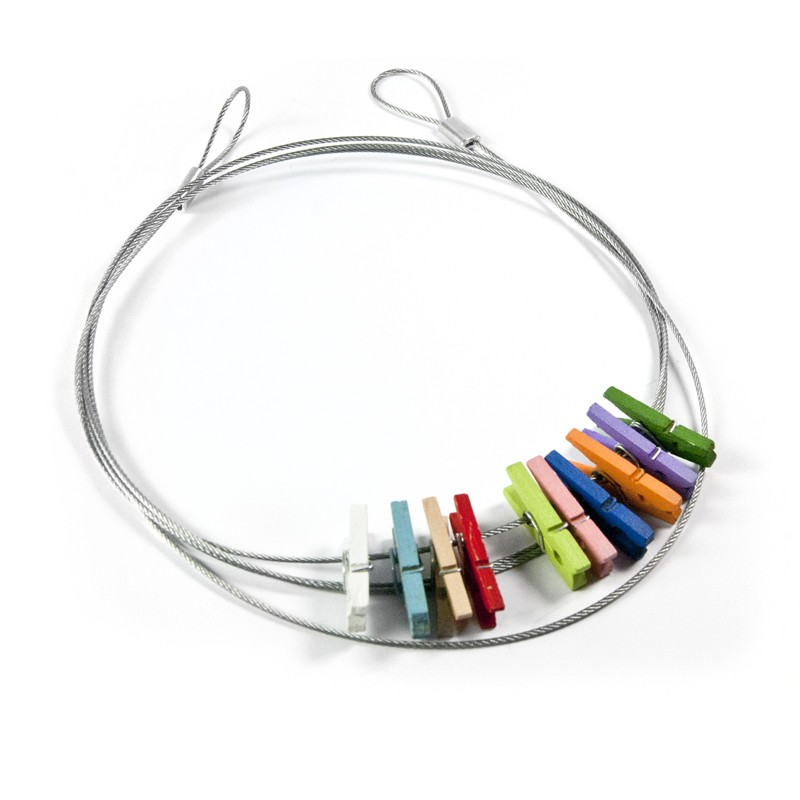 Fotosnöre med färgglada klämmor 10 st