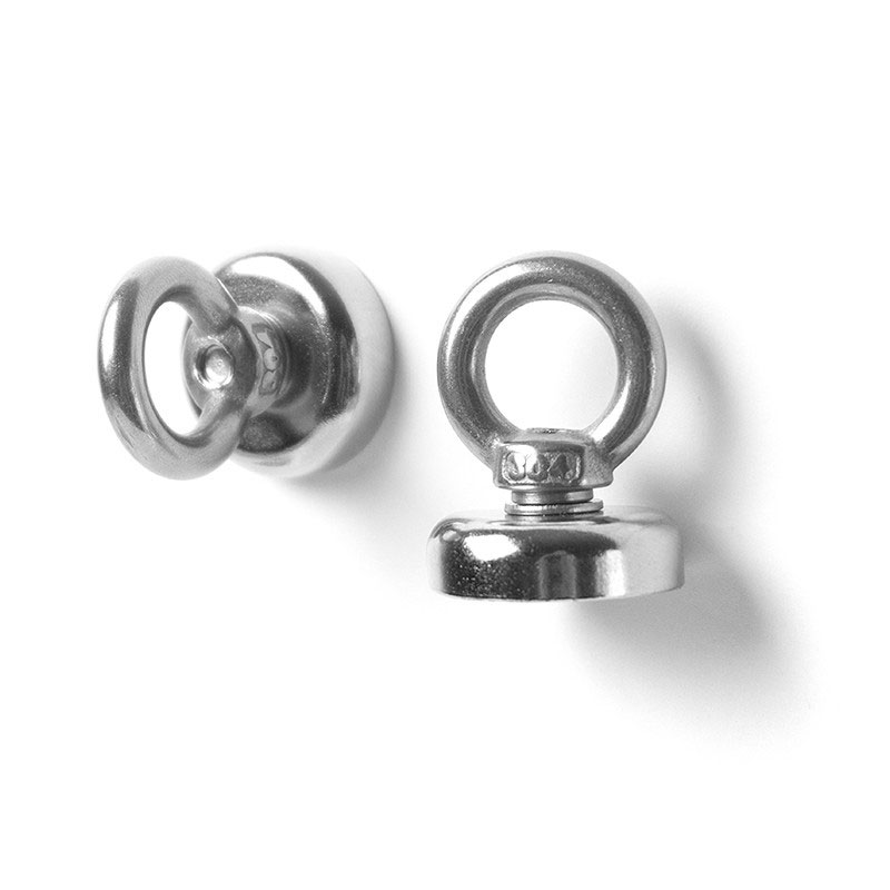 Pottmagnet Ø25 mm med sluten ögla 2-pack (neodymium)