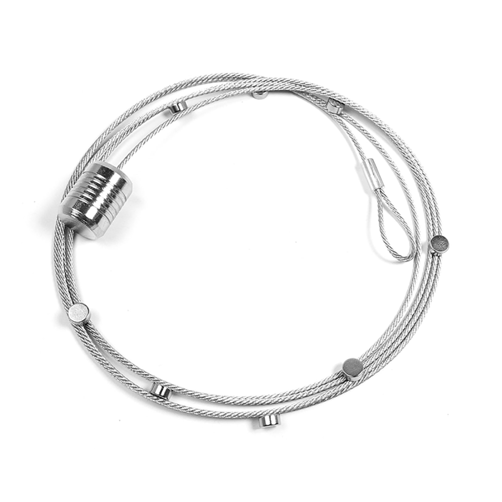 Stålsnöre med 8 magneter 6x3 mm & metalllod