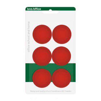 BNT magneter röda för whiteboard, 6-pack Ø30 mm