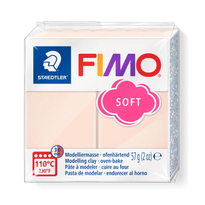 Rosa Fimo Soft är mjuk modellera i förpackning med 57g. Bra för kylskåpsmagneter och annan DIY