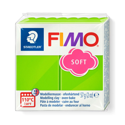 Fimo Soft 8020-50 i äppelgrön. Mjuk modellera för DIY. Paket med 57 gram FIMO Apple Green Clay