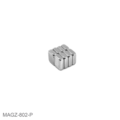 Foto med 8 st av neodymium magneterna storlek 8x6x3 mm