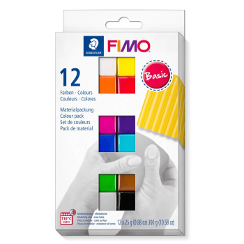 Fimo Bacis paket med 12 st grundfärger - modellera för hela familjen