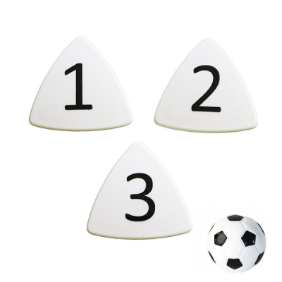 Vita taktikmagneter (nr. 1-11) och fotbollsmagnet