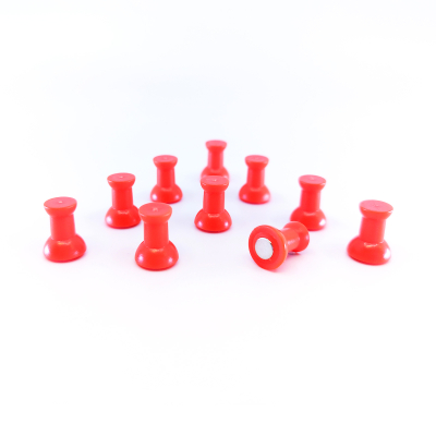 Röda starka magneter för kontor och hem. Vi säljer dem i förpackningar m. 10 st i många olika färger för samma låga pris.