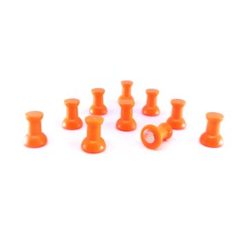 Orange starka magneter för kontor och hem. Vi säljer dem i förpackningar m. 10 st i många olika färger för samma låga pris.