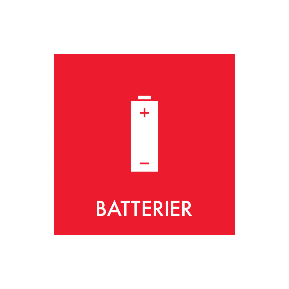 Sopsorterings "batterier" - magnetskylt 30x30 cm.