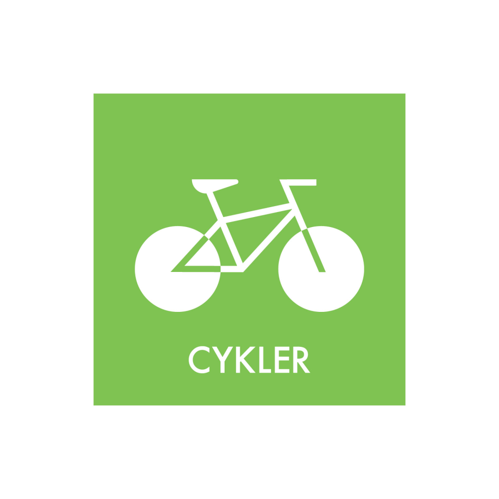 Sopsorterings "cyklar" - magnetskylt 30x30 cm.