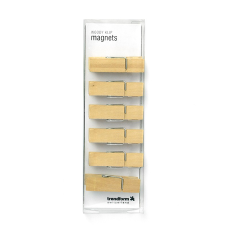 Träklämmor, 6 st - kylskåpsmagneter