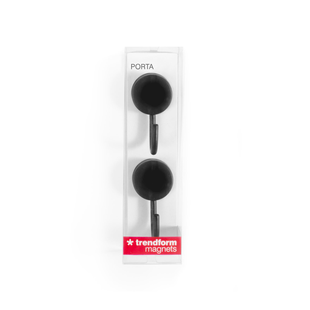 PORTA magnetkrokar Ø25 mm, Svart 2-pack