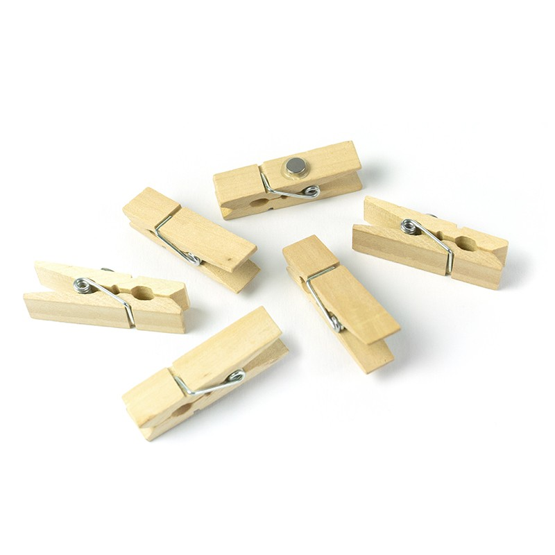 Träklämmor, 6 st - kylskåpsmagneter