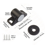 Magnetlås för skåp och lådor, svart Ø18 mm