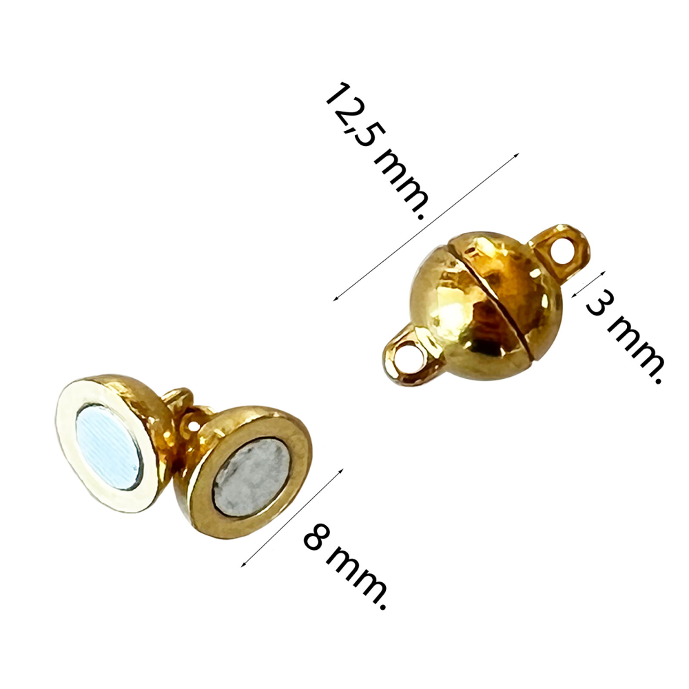Magnetlås för smycken Ø8 mm, guld (liten)