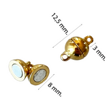 Magnetlås för smycken Ø8 mm, guld (liten)