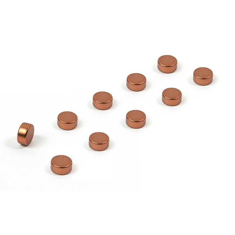 Kopparfärgade supermagneter 6x3 mm, 10-pack 