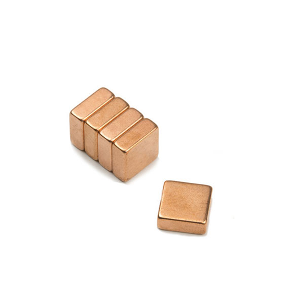 Supermagnet kub 10x10x4 mm. (koppar)