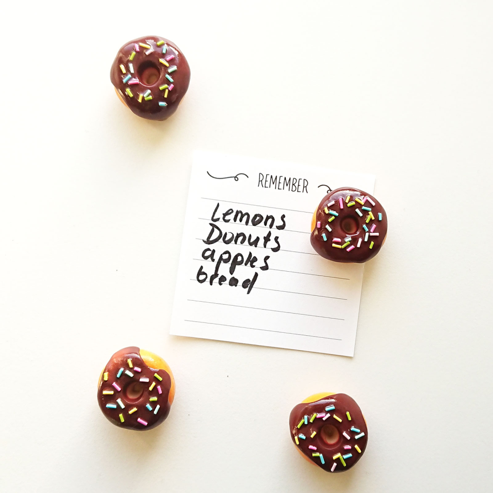 Donut magneter BRUNA, 4-pack - kylskåpsmagneter