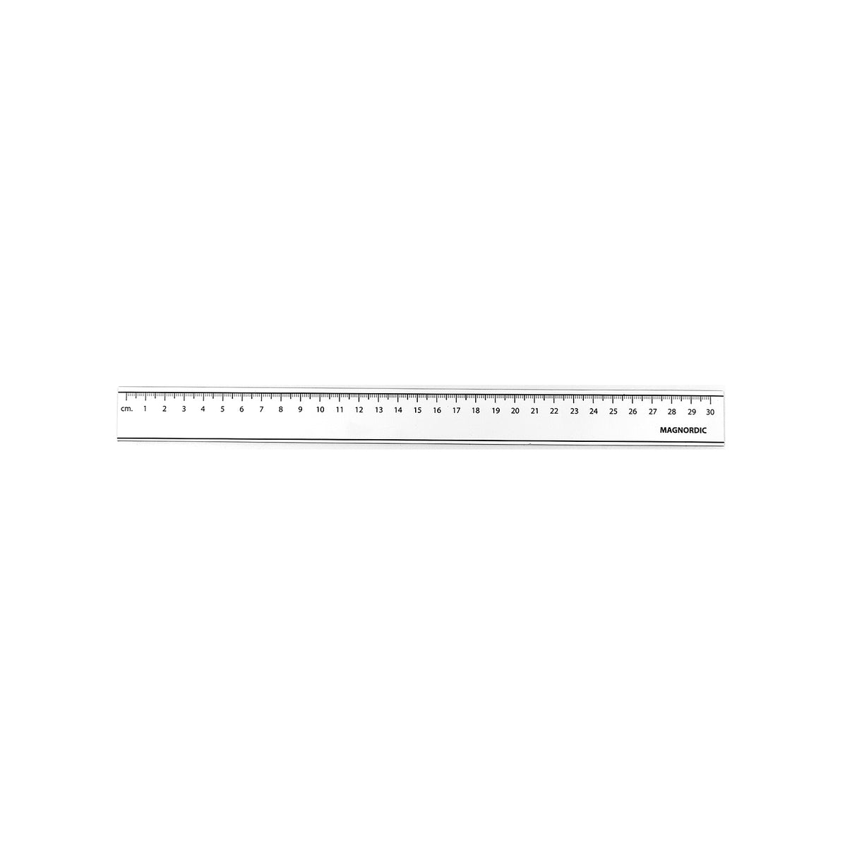 Magnetisk linjal vit 30 cm - svarta siffror