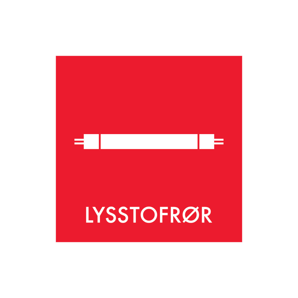 Avfallssortering "lysrör" - magnetskylt 30x30 cm