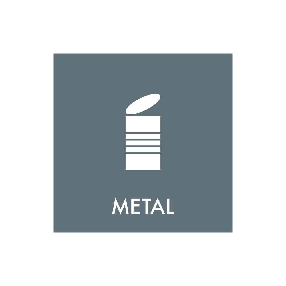 Avfallssortering "metall #1" - magnetskylt 30x30 cm.