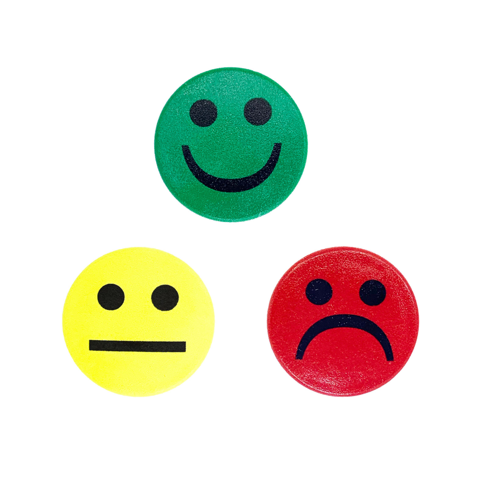Röda, gula och gröna smileymagneter - MIX-pack 3 st.