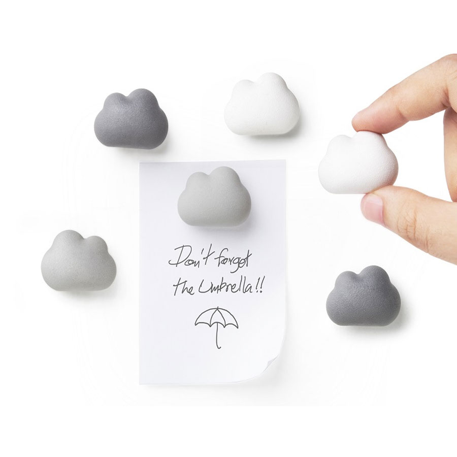 Cloud grå & vit 6 st - kylskåpsmagneter