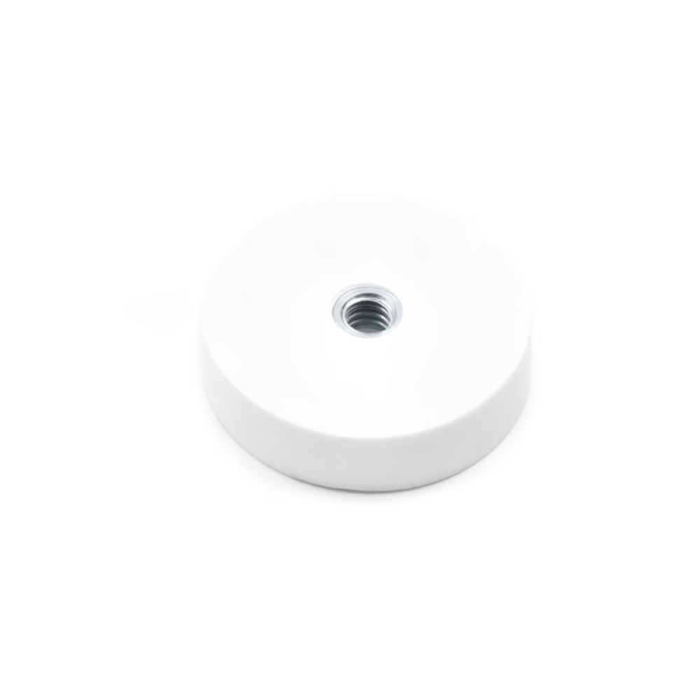 Gummimagnet (vit) m. invändig gänga, Ø31 mm